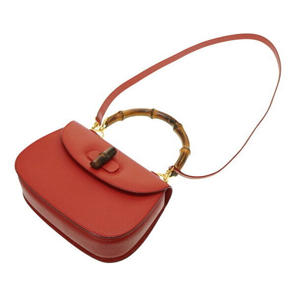 Gucci Bamboo Shoulder Handbag Red Leather Strap - Picture 4 of 8